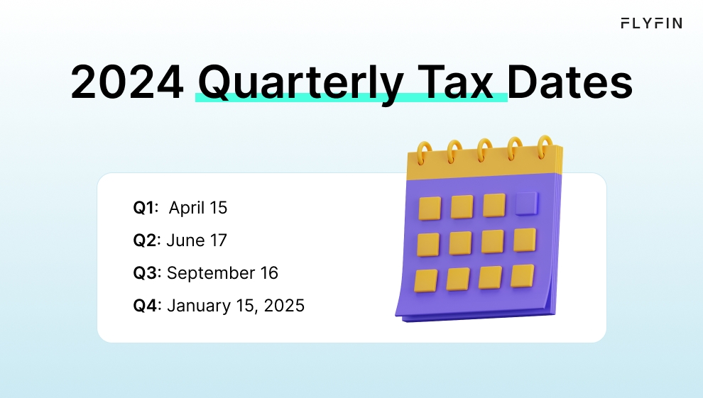 Infographic entitled 2024 Quarterly Tax Dates showing the dates to pay 1099 taxes for the 2024 tax year.